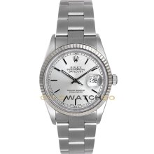 Datejust 16234 Oyster Band Gold Fluted Bezel Silver Dial