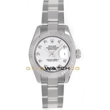 Datejust 179174 Steel Oyster Fluted Bezel White Diamond Dial