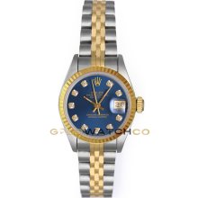 Datejust 69173 Steel Gold Jubilee Fluted Bezel Blue Diamond Dial