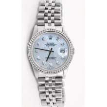 Datejust Custom Added Mother Pearl Diamond Dial & Diamond Bezel