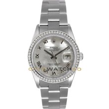 Datejust Steel 16200 Oyster Band MOP Roman Dial & Bezel