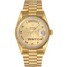 Day Date 18038 Yellow Gold President Champagne Dial