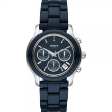 Dkny Women's Blue Ceramic Bracelet Chronograph Watch Ny8429 In Box