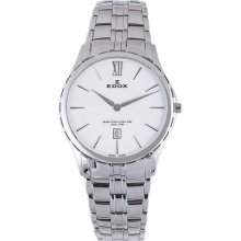 Edox Men's 27035 3 BIN Grand Ocean White Dial Stainless Steel Dat ...