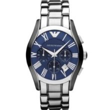 Emporio ArmaniÂ® Silver Men's Silver Tone Stainless Steel Valente Chrongraph Watch