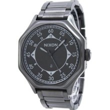 Falcon Gunmetal Stainless Steel Case and Bracelet Black Dial Date Display