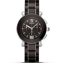 Fendi Watch, Womens Swiss Chronograph Black Ceramic and Stainless Stee
