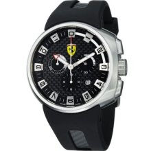 Ferrari Men's Podium Swiss Made Quartz Chronograph Black Rubber Strap Watch BLACK