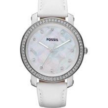 Fossil Emma Crystal Bezel Leather Women's Watch ES3233