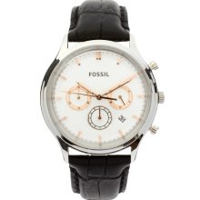 Fossil Heritage Leather Strap Watch Black