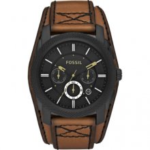 Fossil Machine Black Dial Chronograph Brown Leather Mens Watch FS4616