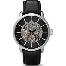 Fossil Mechanical Automatic Leather Watch Black - ME3018