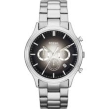 Fossil Men's FS4673 Silver Stainless-Steel Quartz Watch with Black