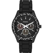 Fossil Stella Silicone Multifunction Black Dial Watch Es2896