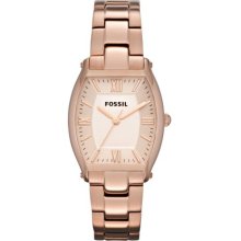 Fossil Women's Wallace ES3120 Brown Stainless-Steel Quartz Watch with Rose-Gold Dial