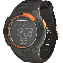 Freestyle Mens Mariner Digital Plastic Watch - Black Rubber Strap - Orange Dial - FS85012