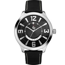 G by GUESS Oversized Leather Strap Watch