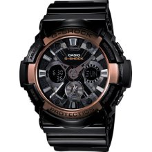 G-Shock 'X-Large' Dual Movement Watch, 55mm Black/ Rosegold