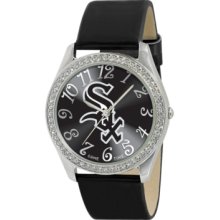 Game Time Watch, Womens Chicago White Sox Black Leather Strap 40mm Mlb