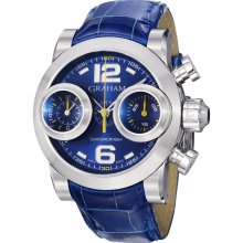 Graham Men's 'Swordfish' Blue Dial Blue Leather Strap Automatic Watch