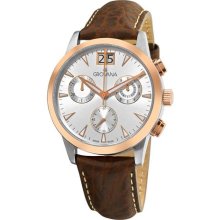 Grovana Mens Brown Leather Strap Chronograph Quartz Watch