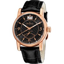 Grovana Men's 'Day Retrograde' Black Dial Quartz Watch