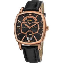 Grovana Men's 'Traditional' Black Leather Strap Quartz Watch