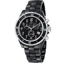 Grovana Women's Black Dial Black Ceramic Chronograph Quartz Watch