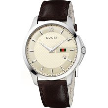 Gucci G-Timeless Leather Strap Watch YA126303