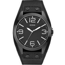 GUESS Black Leather Cuff Watch