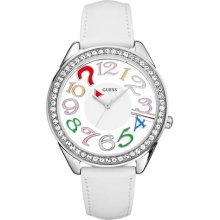 GUESS White Leather Ladies Watch U11066L1 ...
