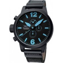 Haemmer Men's HC45-06 Giants Black PVD Chrono Leather Watch ...