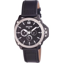 Hector H Men's Black Leather Date Watch ...