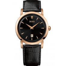 Hugo Boss Watch, Mens Black Leather Strap 1512635