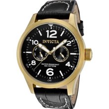 Invicta Men's Specialty Black Dial Black Genuine Calf Leather