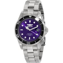 Invicta Men's Stainless Steel Pro Diver Purple Dial Date Display 10664