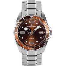 Jacques Lemans Men's Stainless Steel Haiti Diver Brown Dial Orange Accents Quartz 1-1465F