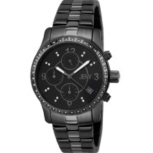 JBW Women's 'Novella' Black Ion-plated Steel Chronograph Watch (Black)