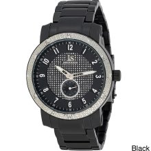 Joshua & Son's Men's Stainless Steel Diamond Bracelet Watch (Black)