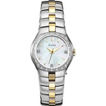 Ladies Two Tone Stainless Steel 26mm Mother Of Pearl Watch