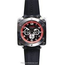 Lum-Tec Mens Bull Chronograph Stainless Black Dial Red A11