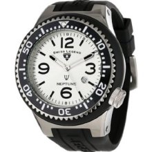 Men's 21818S-F-OR Neptune Silver Dial Black Silicone