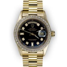 Men's Black Dial Beadset Bezel Rolex Day Date President (138)