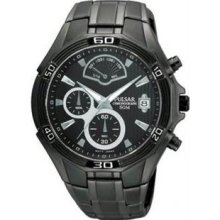 Men's Black Stainless Steel Chronograph Black