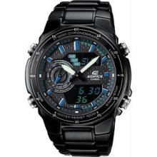 Men's Black Stainless Steel Edifice Black Label EFA Chronograph