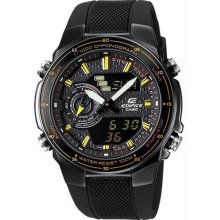 Men's Black Stainless Steel Edifice Black Label EFA Chronograph Analog