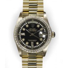 Men's Black String Diamond Dial Rolex Day Date President (159)