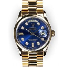 Men's Blue Dial Smooth Bezel Rolex Day Date President (1030)