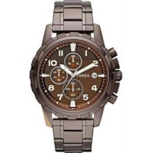 Men's Brown Stainless Steel Quartz Chronograph Brown Dial Date