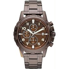 Men's Brown Stainless Steel Quartz Chronograph Brown Dial Date Display